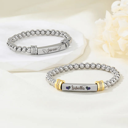Bracciale personalizzato con ali a forma di cuore con nome