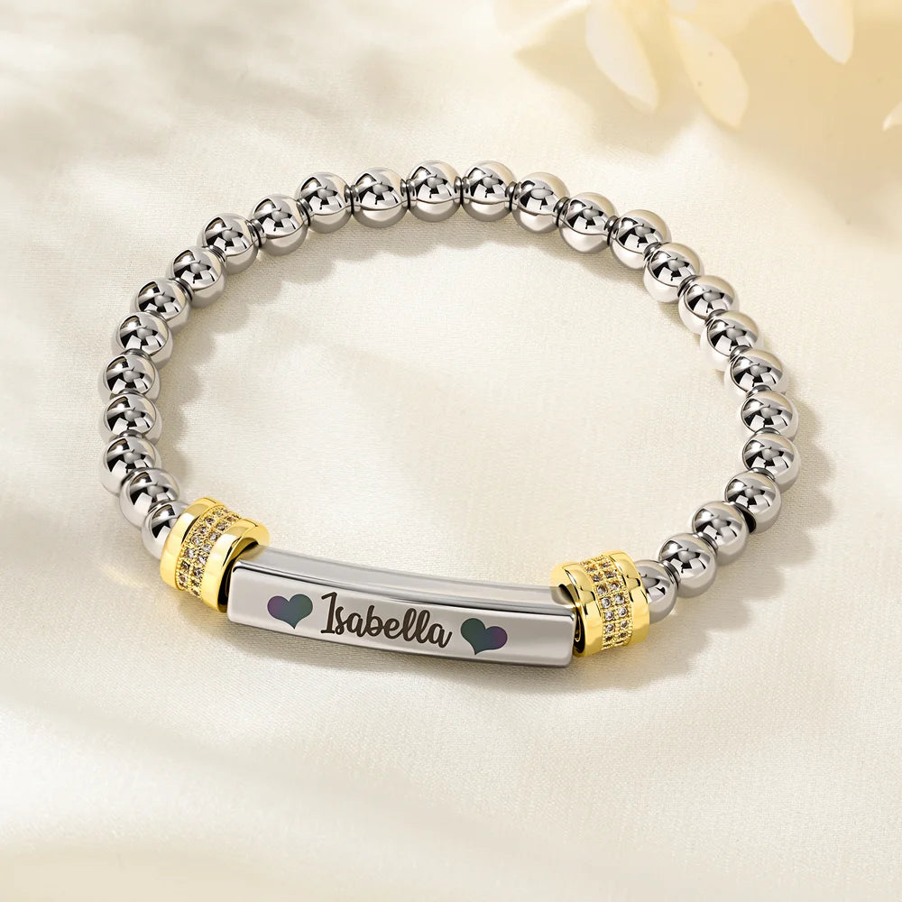 Bracciale personalizzato con ali a forma di cuore con nome