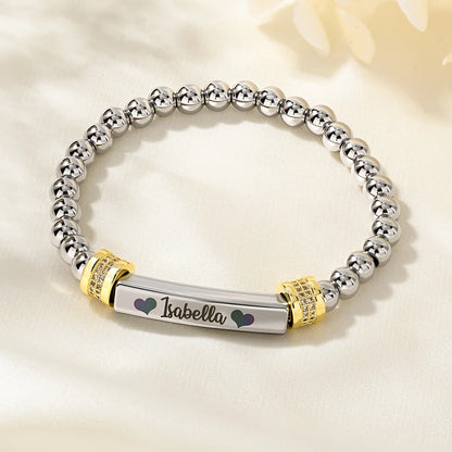 Bracciale personalizzato con ali a forma di cuore con nome